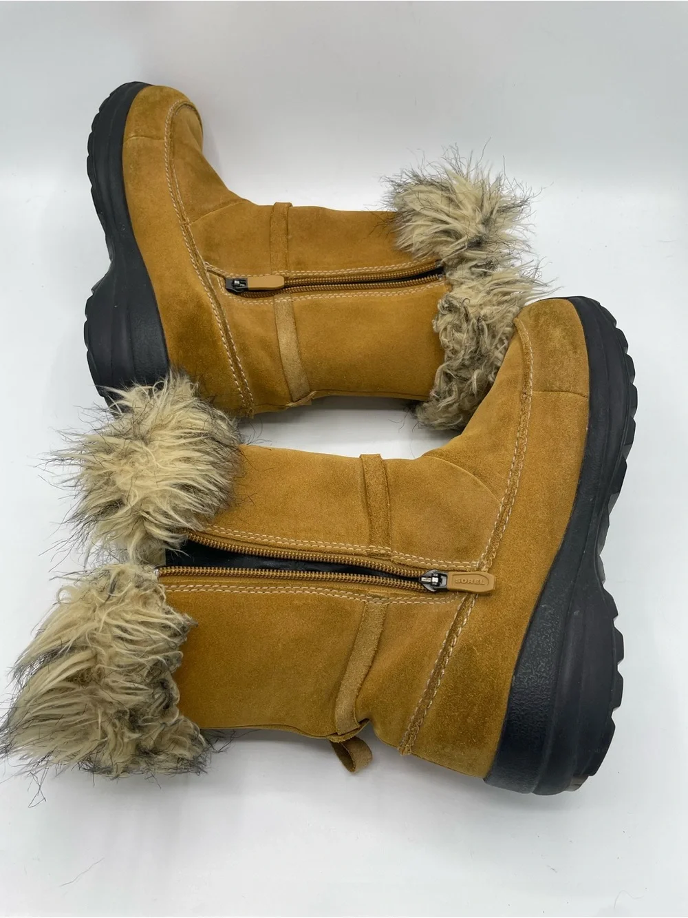 Sorel Northern Lite Tall Suede Zip Boot in Mustard.